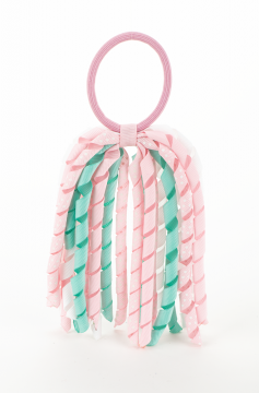 Uçuk pembe, aqua yeşil, lastikli saç tokası