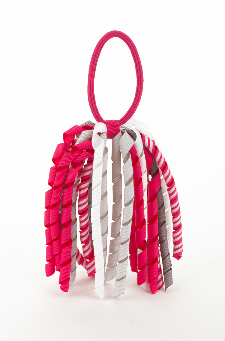 Koyu pembe, açık gri lastikli toka